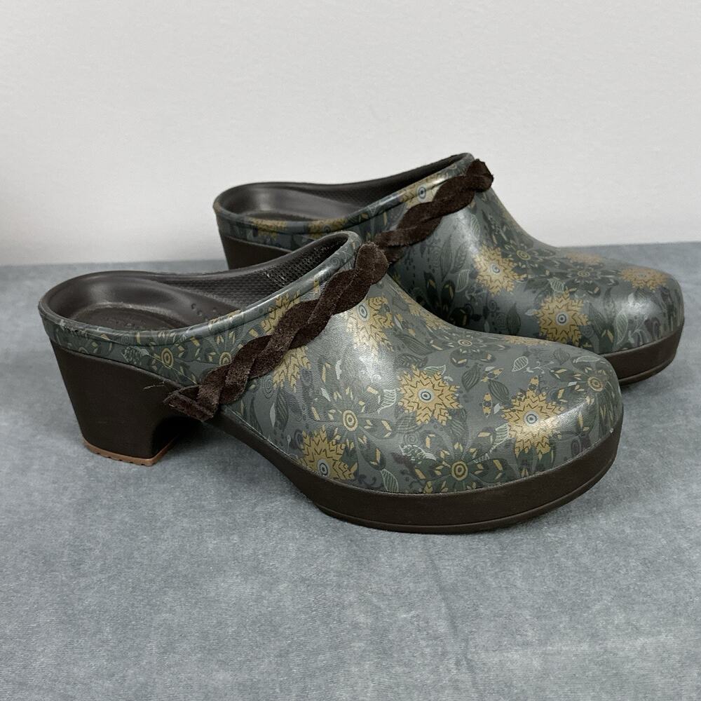 Crocs Sarah Crosslite Floral Dual Comfort Heel Clogs Mules Women's Size 9 230764
